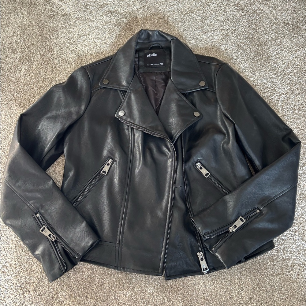 Elodie Black Faux Leather Biker Jacket